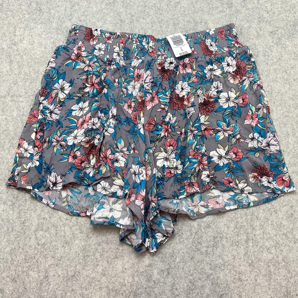 Torrid Womens 0 Culotte Shorts Gray Floral Crinkle Gauze Elastic Summer 17205482